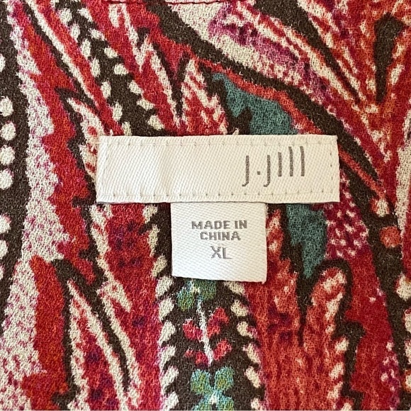 J. Jill Women's Tunic Top Paisley Red Floral Tiered Blouse SZ XL - Picture 8 of 11